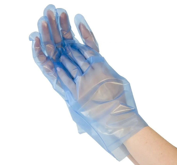 Перчатки хозяйственные одноразовые голубые глянцевые Albens (100 шт/уп) 7086 универсальный размер  #1