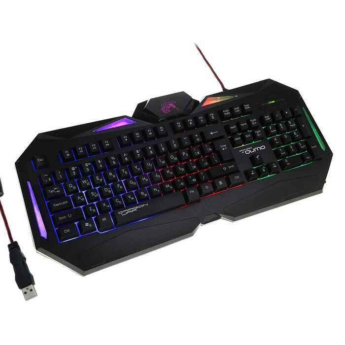 Клавиатура Qumo Dragon War Spirit, игровая, проводная, подсветка, 104 клавиши, USB, чёрная  #1