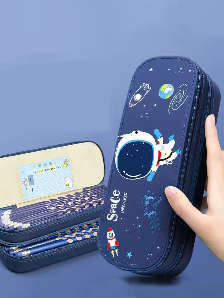 Школьный пенал для мальчиков с космонавтом в космосе от Wonder me gift - Детский канцелярский органайзер #1