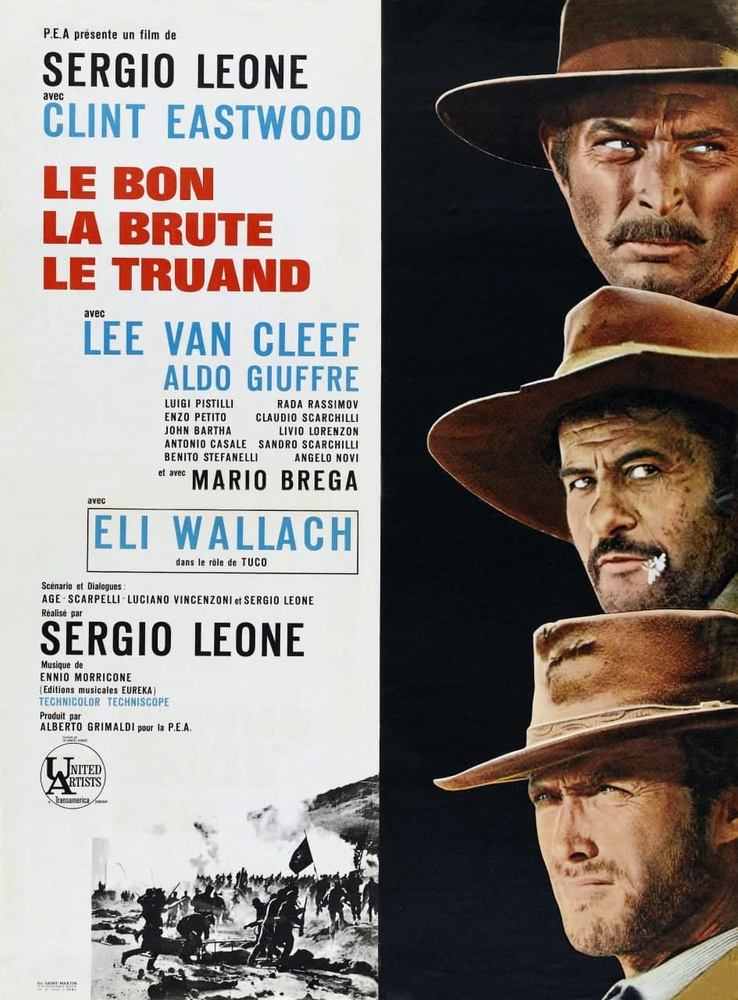 плакат, постер Хороший, плохой, злой (Il Buono, il brutto, il cattivo, 1966г) на бумаге, размер 21х30см #1