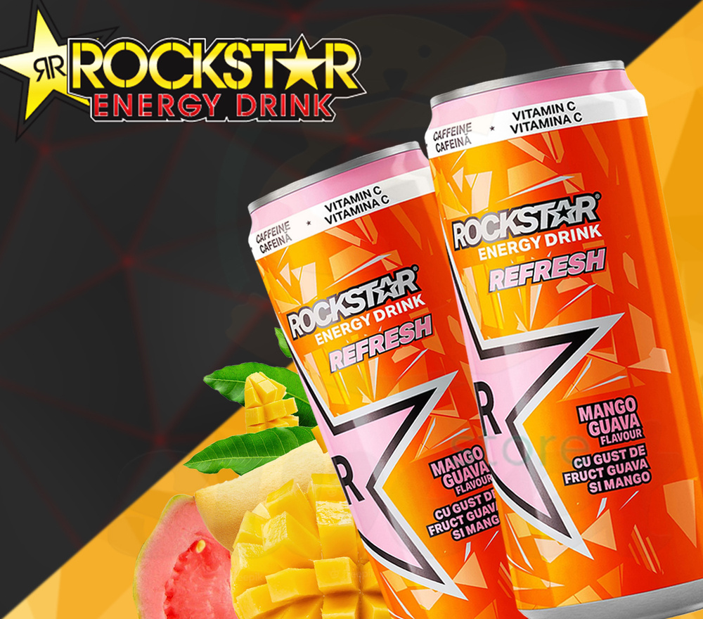 Энергетический напиток Monster Rockstar Mango-Guava/ Энергетик Рокстар со вкусом манго и гуава 2 шт по #1