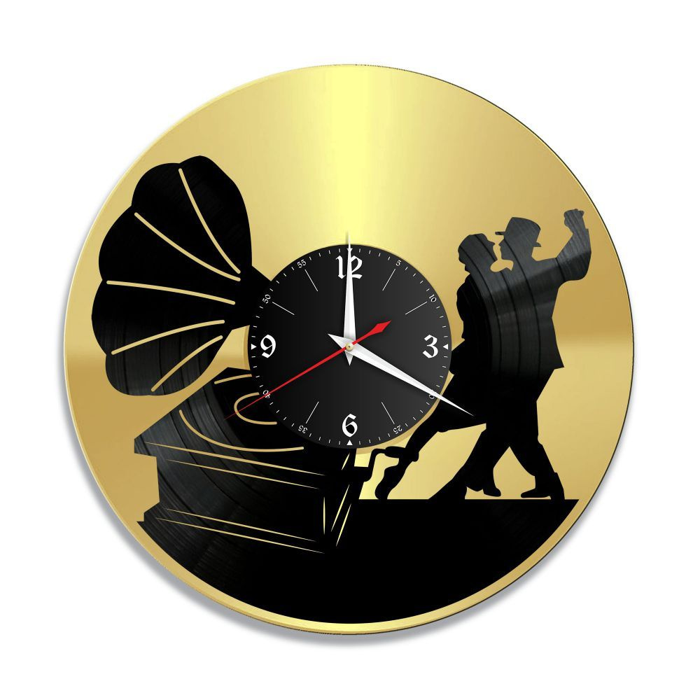 RedLaser Настенные часы "Музыка (Грамофон) золото, из винила, №14", 30 см  #1