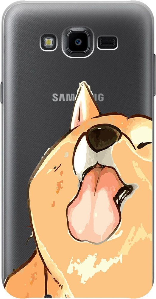 Силиконовый чехол на Samsung Galaxy J7 Neo / Самсунг Джей 7 Нео с 3D принтом "Shiba" прозрачный  #1