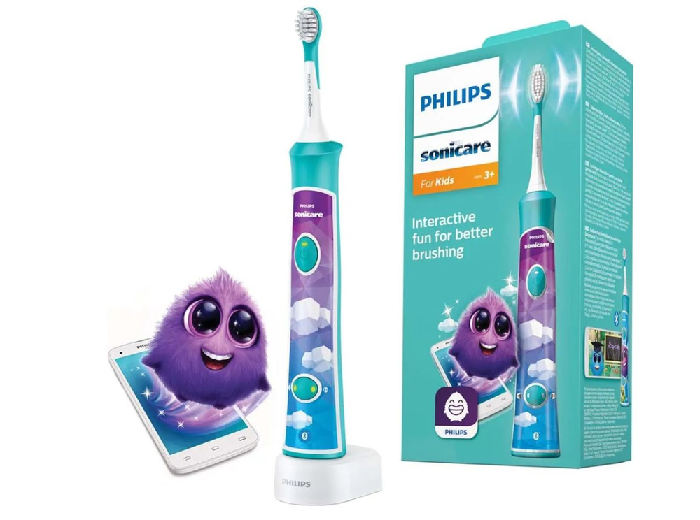 Philips Sonicare Электрическая зубная щетка Sonicare For Kids HX6322/04, белый, бирюзовый  #1