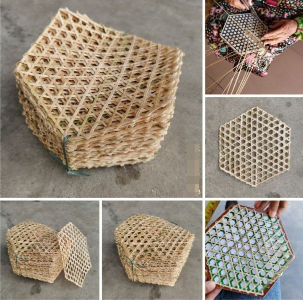 Бамбуковый сетчатый паровой коврик для выпечки 0xHOME, шестиугольный / антипригарный / многоразовый / #1