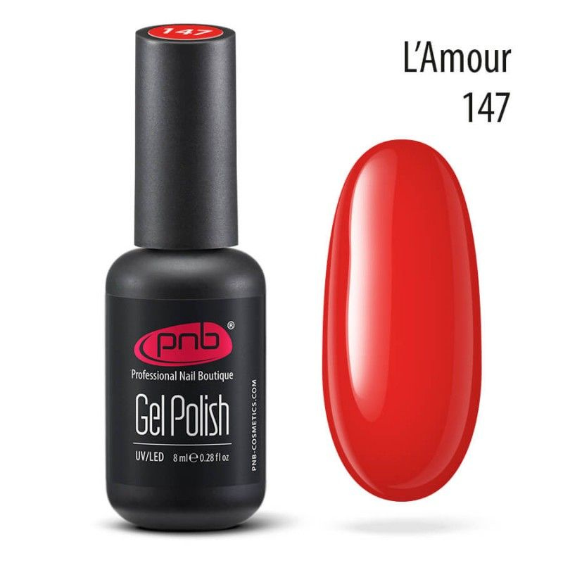 Гель лак для ногтей PNB Gel Polish UV/LED 147 покрытие для маникюра и педикюра глянцевый l'amour 8 мл #1