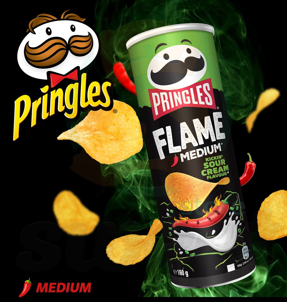 Чипсы Pringles Flame Sour and Cream 160гр Снеки из США #1