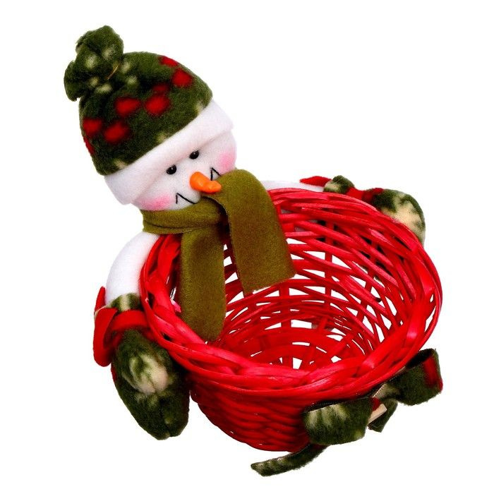 Конфетница "Снеговик нарядный" с корзинкой, вместимость 100 г  #1