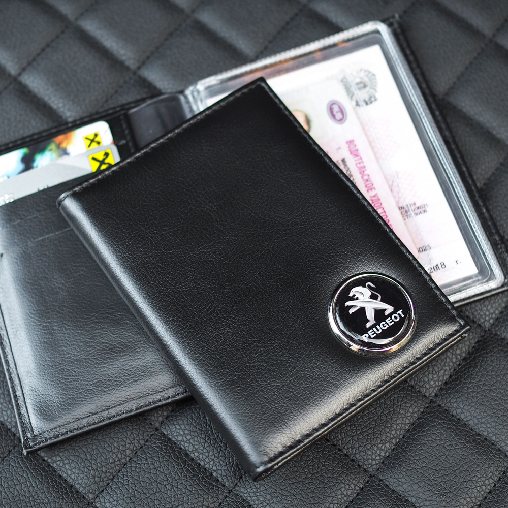 Обложка для авто документов Бумажник Портмоне Кошелек водителя Пежо (Peugeot) подарок мужчине мужу парню #1