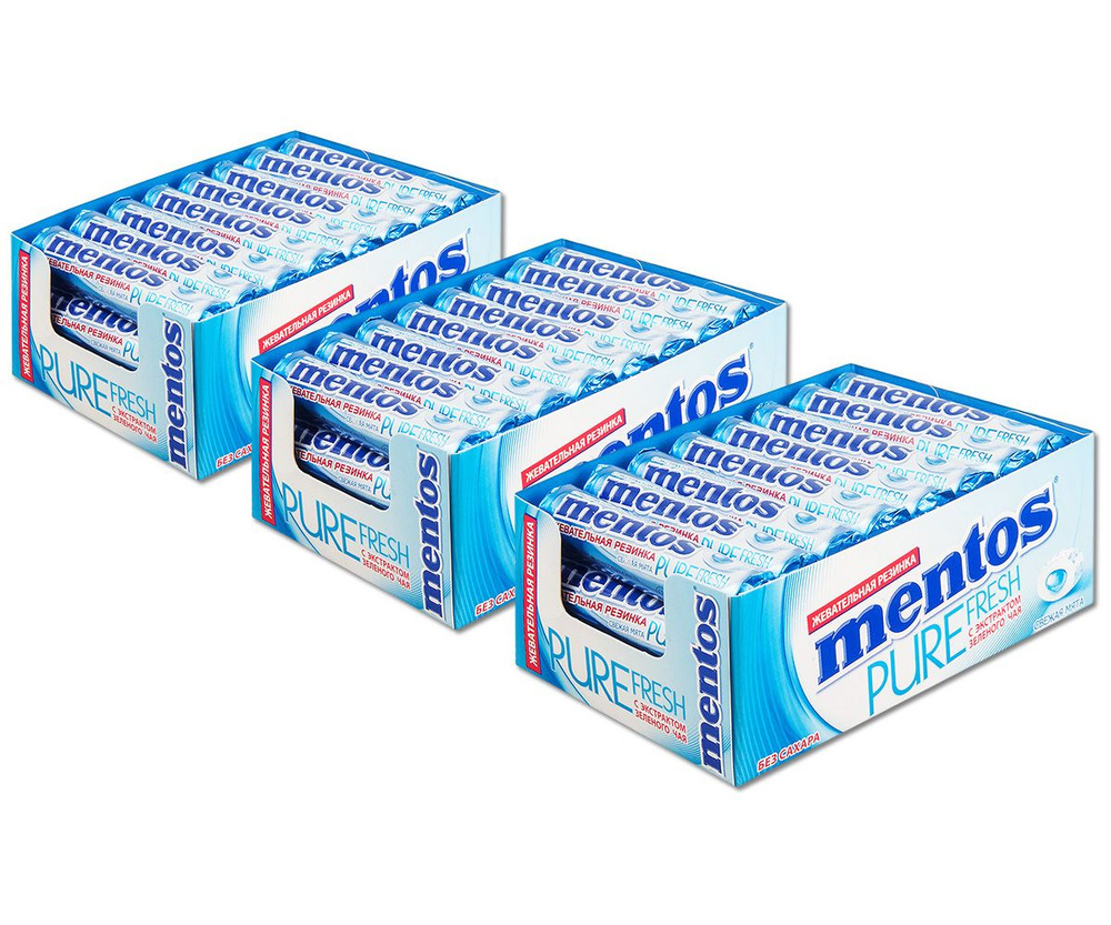 Жевательная резинка Mentos "Pure Fresh" свежая мята, без сахара 15.5 г, 72 шт.  #1