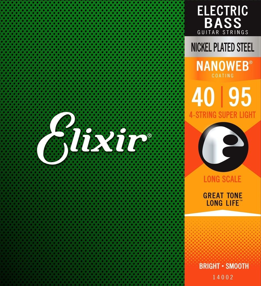 ELIXIR 14002 струны для бас гитары NanoWeb Super Light (040-060-075-095) - 4 Long Scale  #1