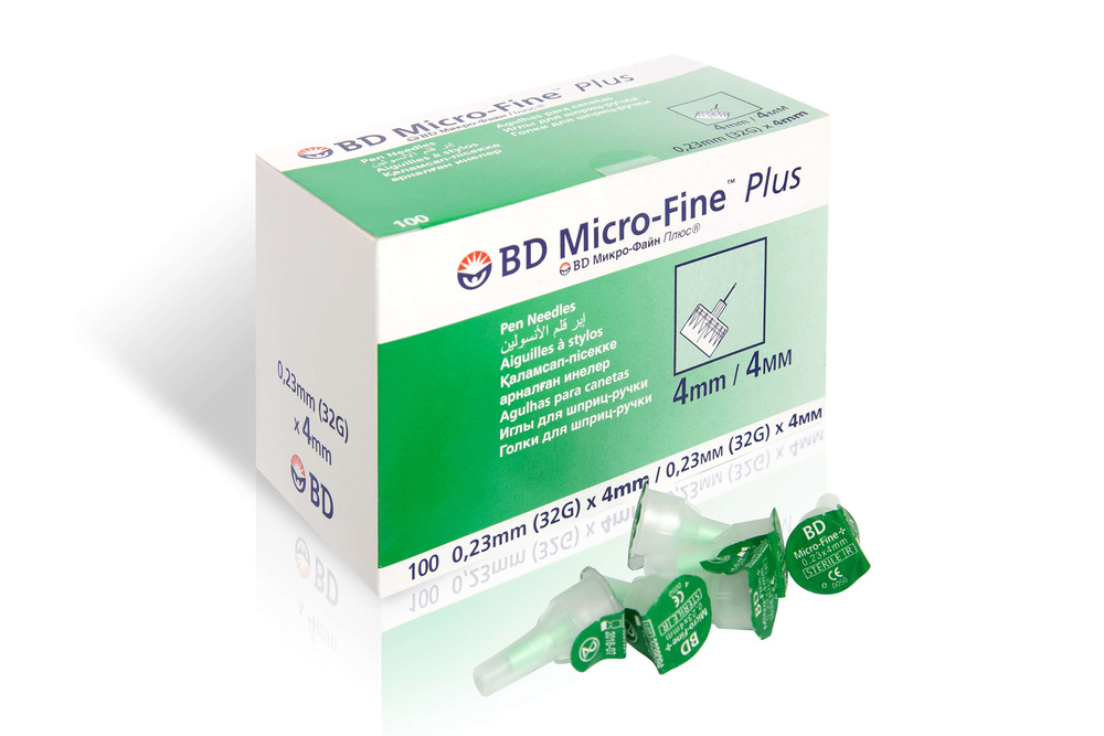 Иглы МикроФайн Плюс (Микро-Файн BD Micro-Fine Plus) 0,23 мм (32G), длина 4 мм, №100 для шприц-ручек  #1