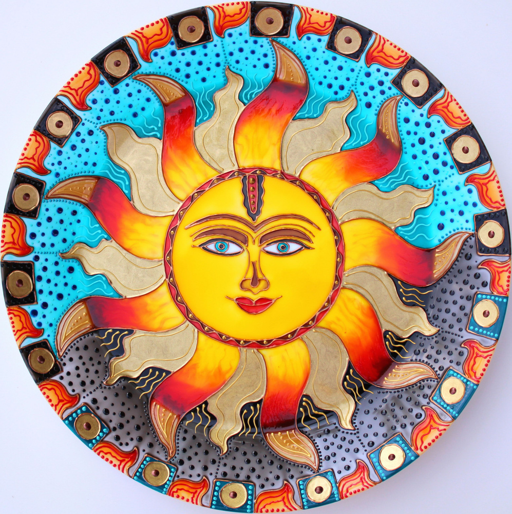 Декоративная тарелка "Энергия Солнца" ручная роспись #1