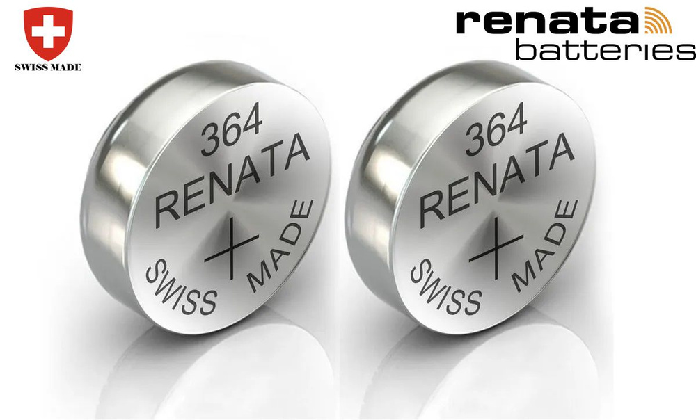 Renata Батарейка 364 (SR60, SR621,SR621SW), Оксид-серебряный тип, 1,55 В, 2 шт  #1