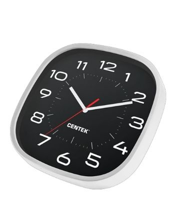 Часы настенные Centek СТ-7106 (черный) 30 см диам., шаговый ход, кварцевый механизм  #1