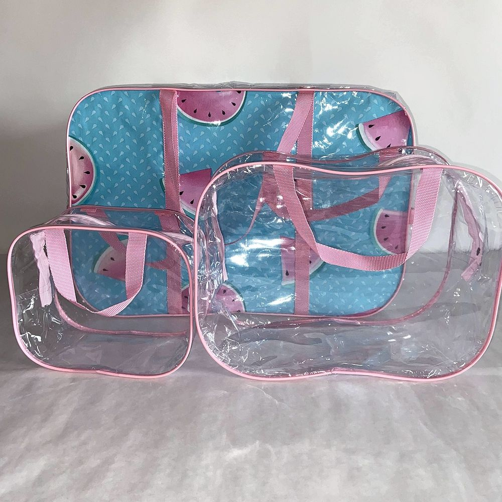 Набор сумок в роддом, цветные, частично непрозрачные, арбузы  #1