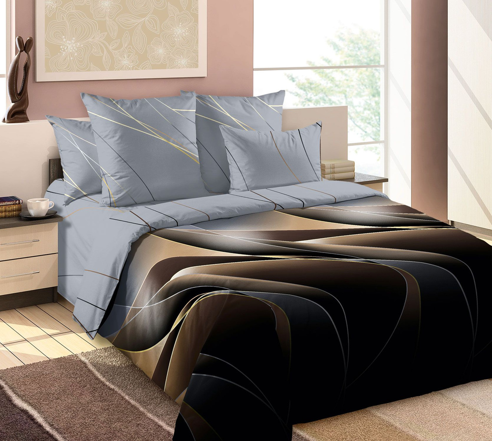 Literia Комплект постельного белья, Перкаль, 2-x спальный с простыней Евро, наволочки 70x70  #1