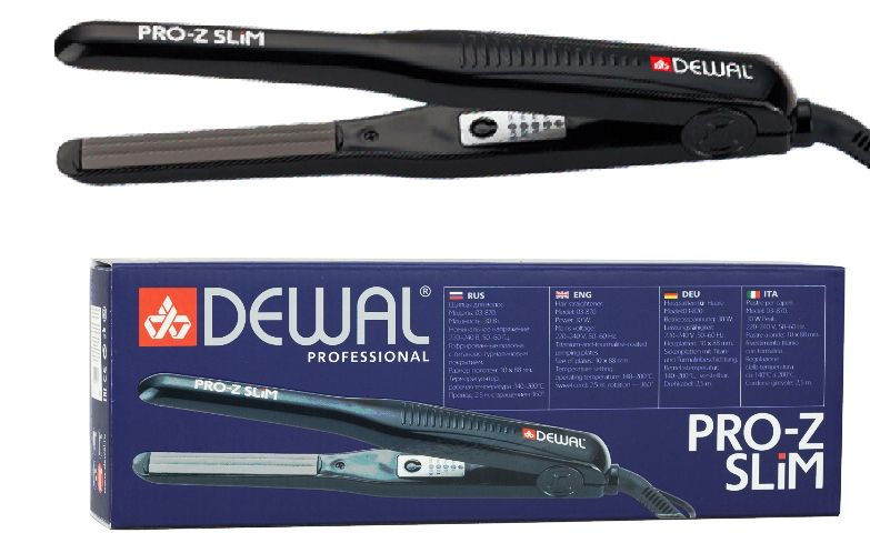 Щипцы-гофре Dewal Pro-ZSlim 03-870, 10х88мм, с терморег, титаново-турмалиновое покрытие, 30Вт, черный #1