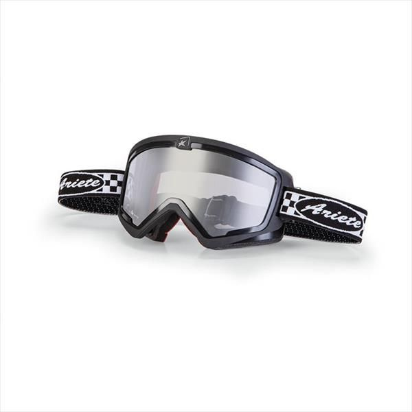 Кроссовые очки (маска) Ariete Mudmax Racer черные с прозрачными линзами и клетчатым рисунком на ремне #1