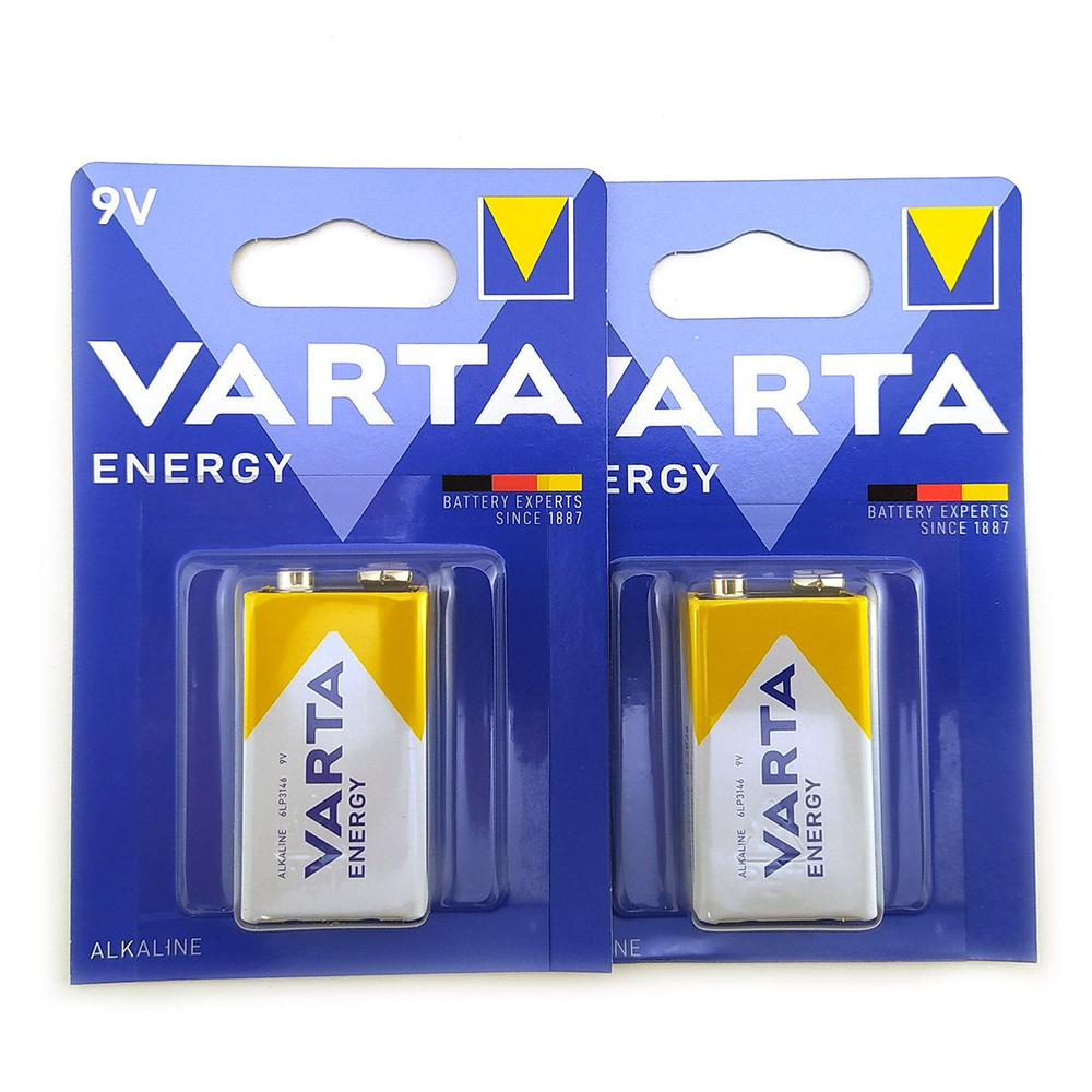 Батарейки (2шт) крона VARTA 6LR61 (4122) Energy 9В щелочные #1