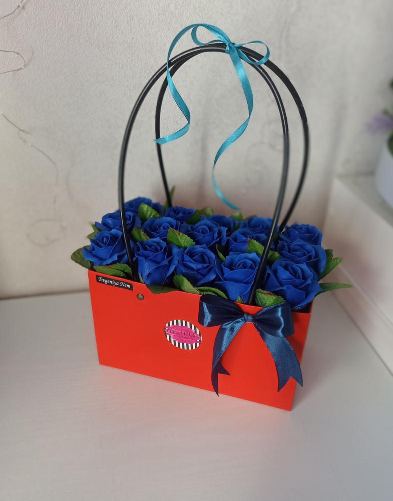 букет из мыльных роз "синий" #1