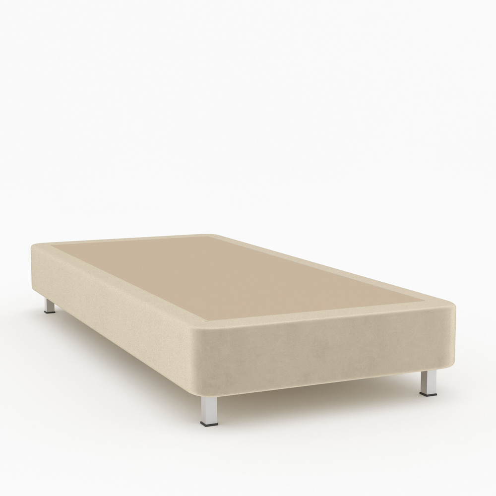 Односпальная кровать ФОКУС- мебельная фабрика BOX SPRING 121х201х30 см бежевый велюр (кровать для гостиниц, #1