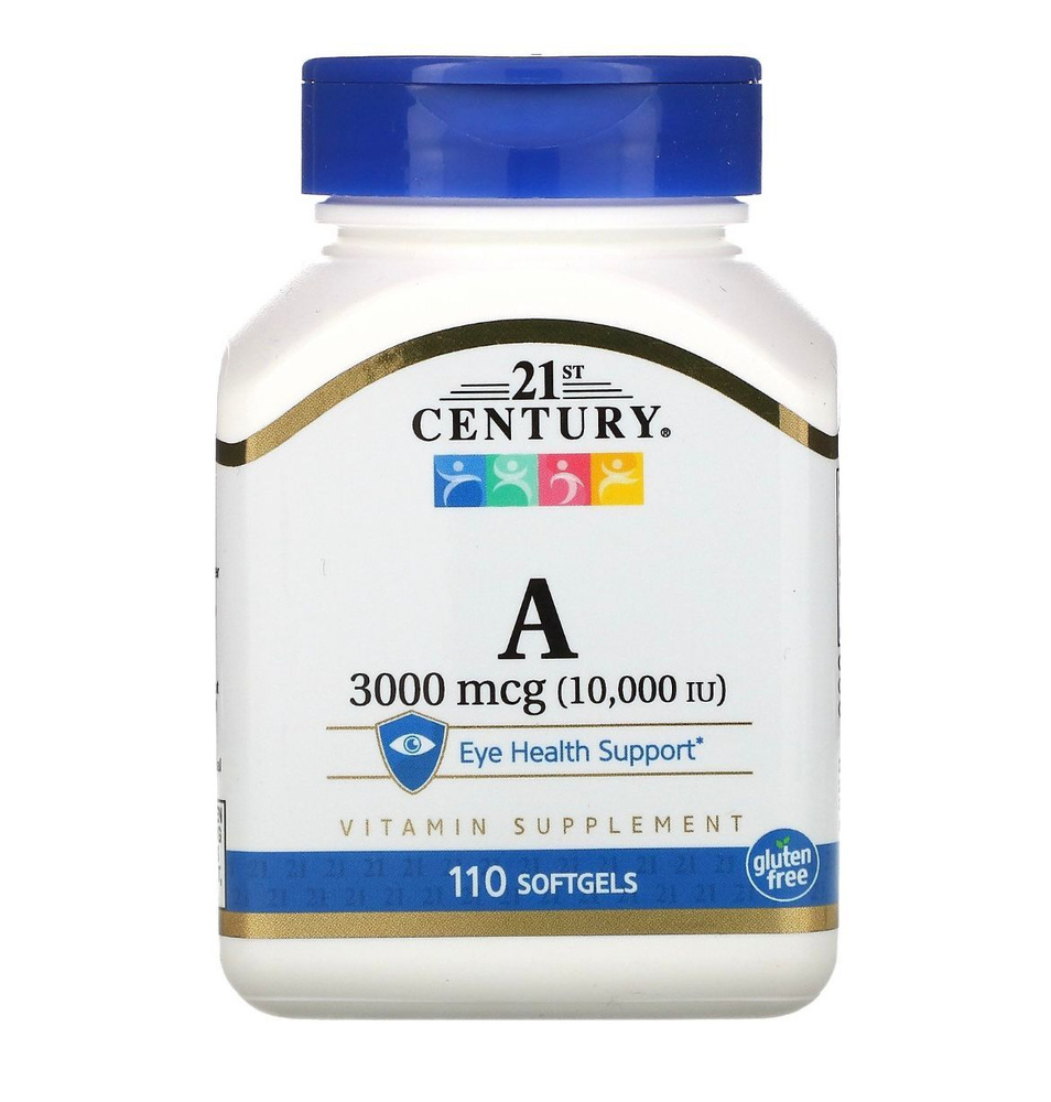 21st Century, Витамин A, 3000 мкг (10 000 МЕ), 110 мягких таблеток #1