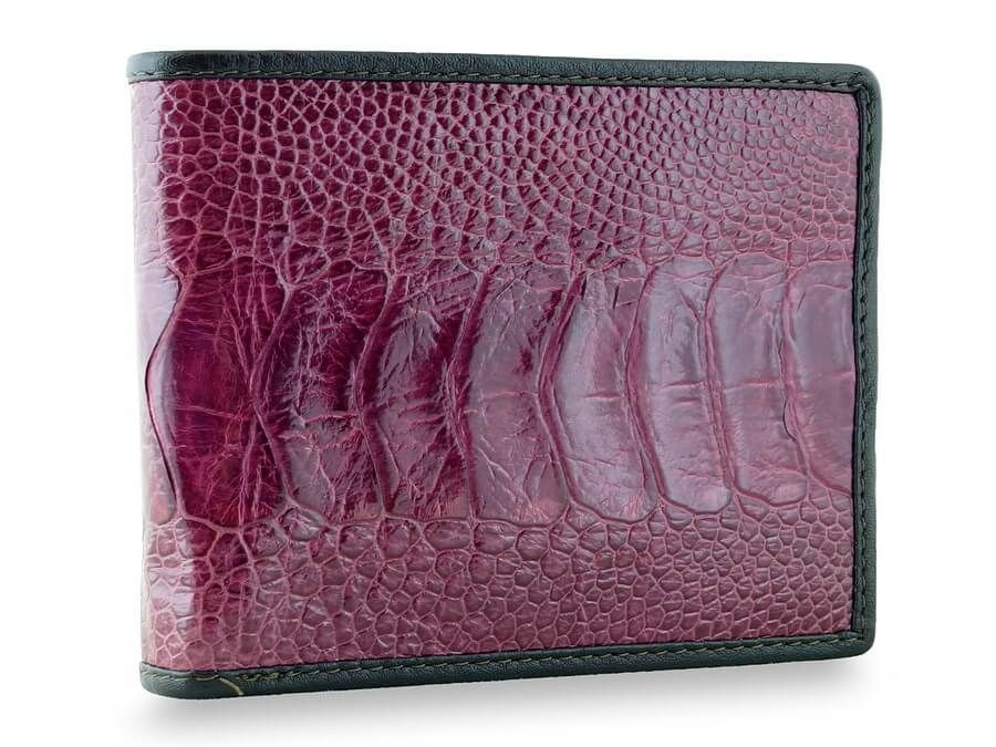 Стильный мужской кожаный кошелек баклажанного цвета Exotic Leather из кожи страуса  #1