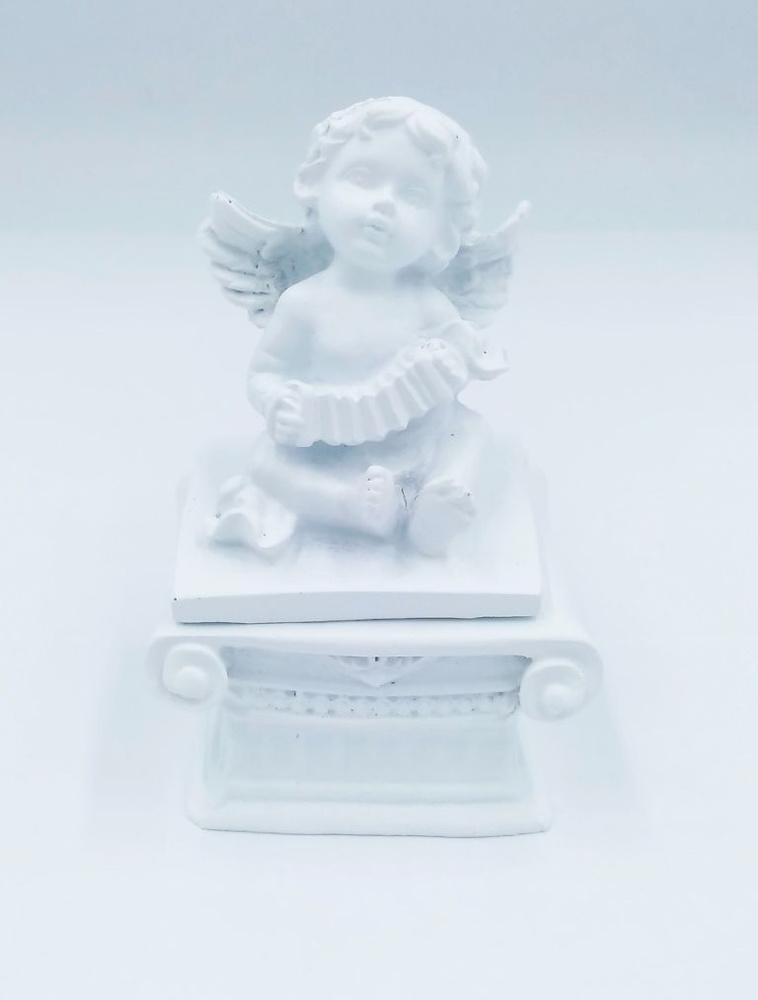 Сувенир статуэтка Ангел шкатулка Музыкант колонна 9см полимерная.  #1
