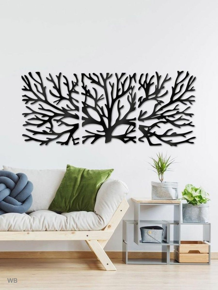 Декоративное настенное панно "Ветви" из дерева для интерьера  #1