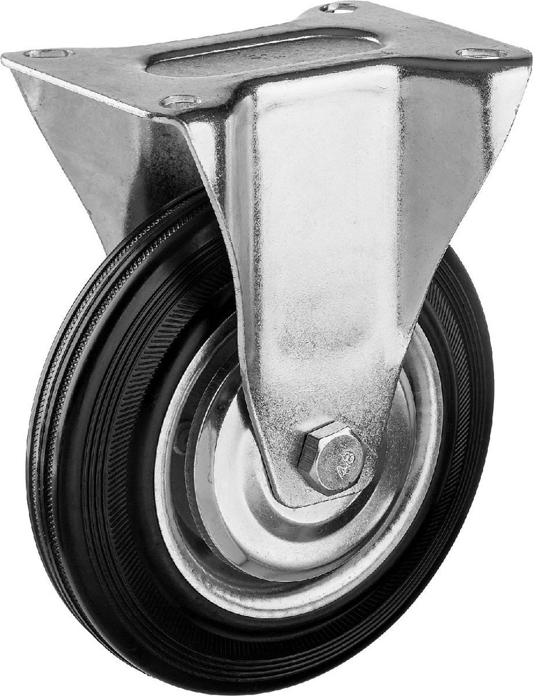 Неповоротное колесо резина/металл игольчатый подшипник ЗУБР Профессионал d 160 мм г/п 145 кг (30936-160-F) #1