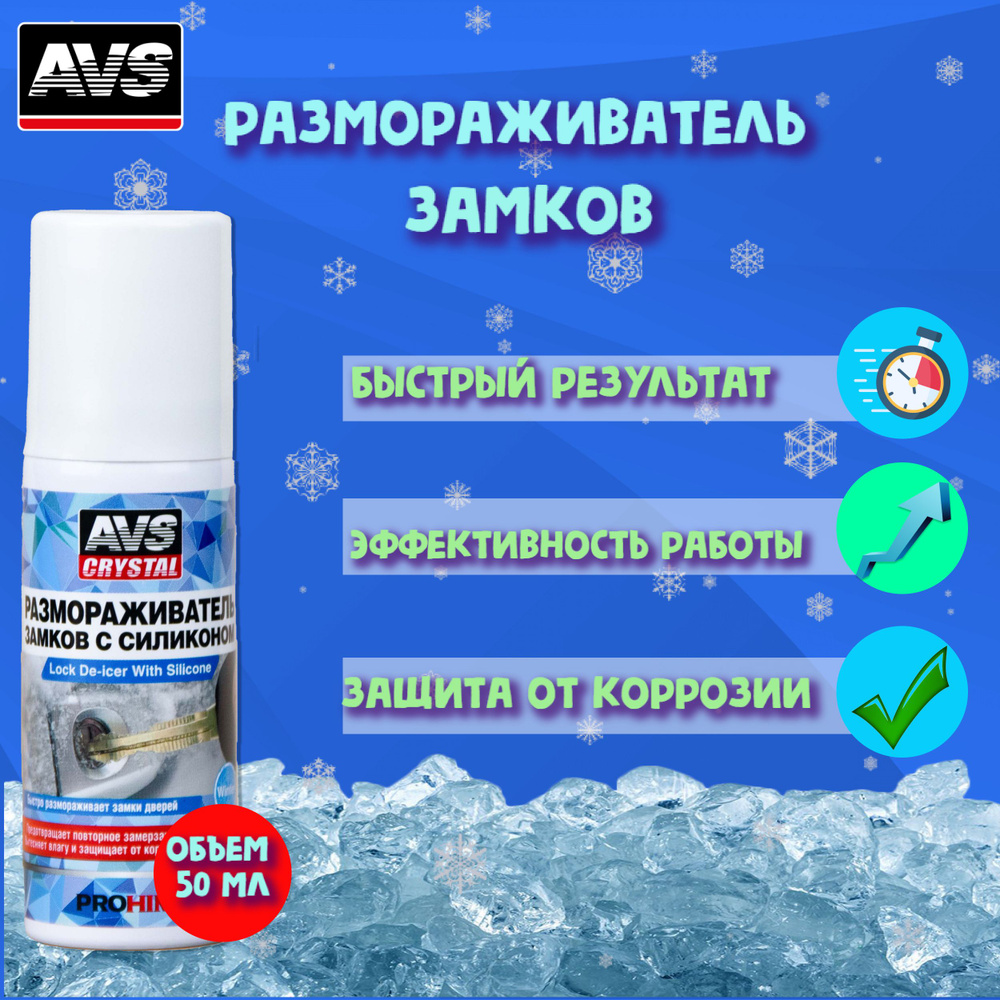 Размораживатель замков с силиконом 50 мл AVS / Антилед для автомобильных замков AVK-124 / Универсальный #1
