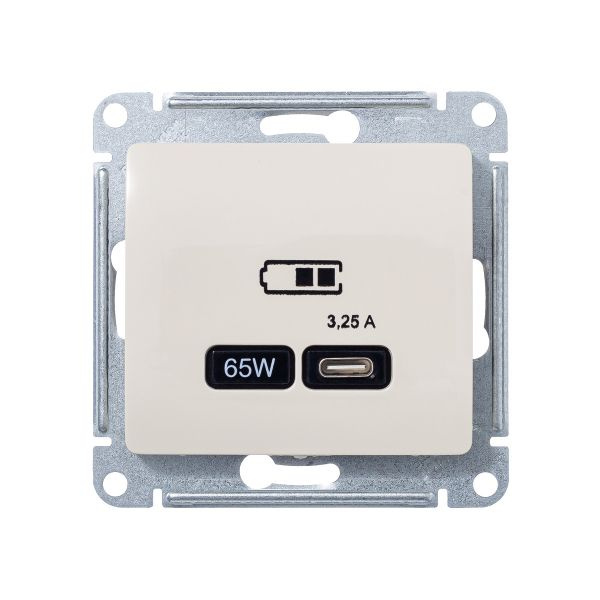 System Electric Glossa Беж USB Розетка тип-C 65W высокоскор.заряд. QC, PD, механизм GSL000227  #1