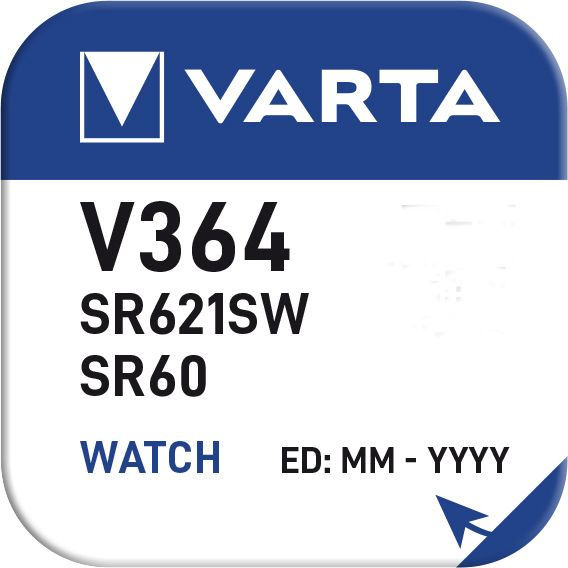Varta Батарейка 364 (SR60, SR621,SR621SW), Серебряно-цинковый тип, 1,55 В, 1 шт  #1