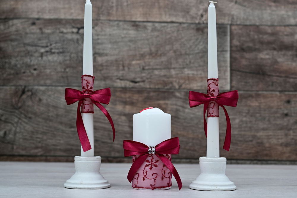 Свечи на свадьбу, 12 см х 6 см, 3 шт #1