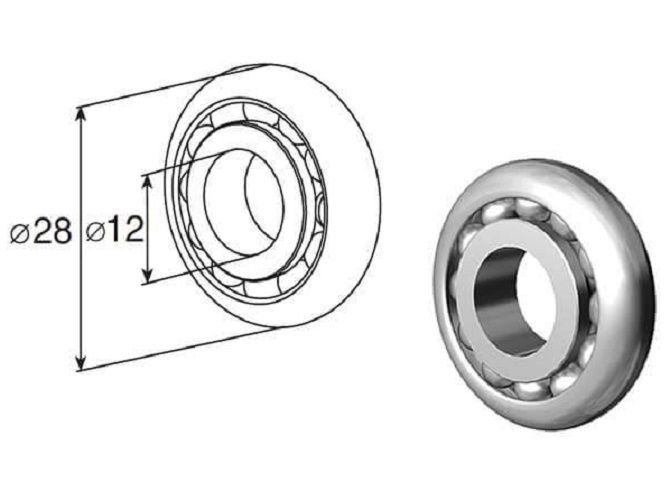 Подшипник BB12x28 Alutech для роллетных капсул #1