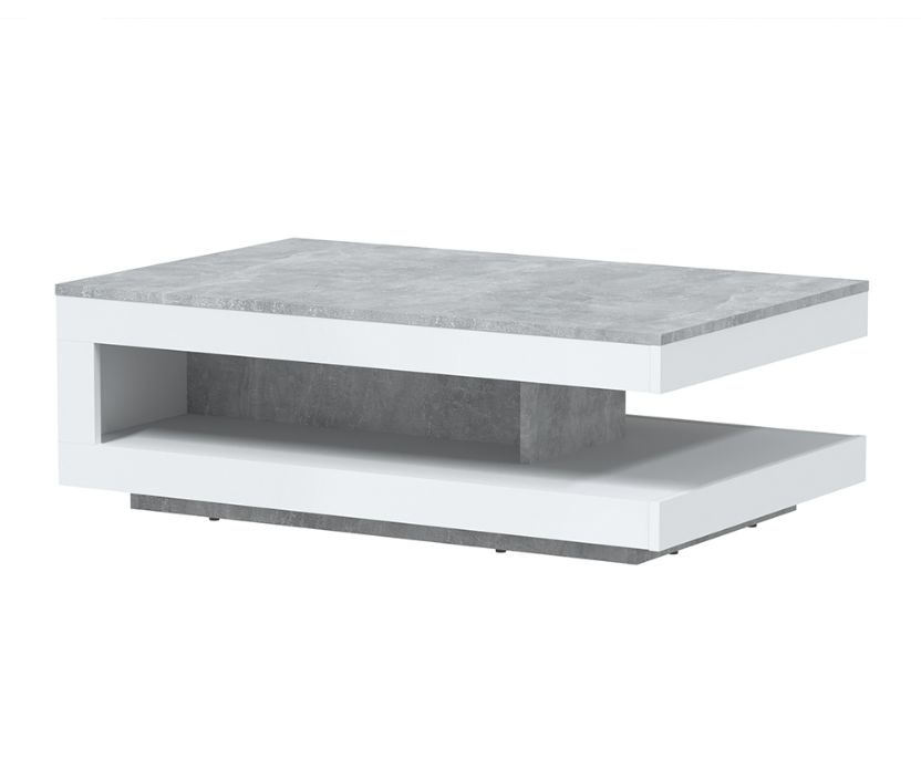 Журнальный столик Интерлиния Quartz QZ-СЖ2, белый платинум, бетон  #1
