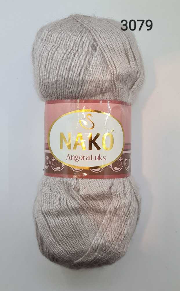 Пряжа для вязания Nako Angora Luks (Нако Ангора Люкс), цвет- 3079, Пепельно-бежевый - 3 шт.  #1