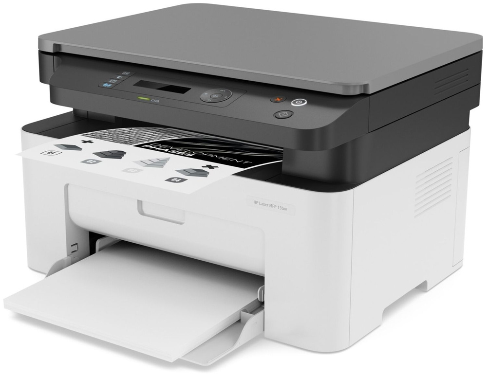 HP Принтер лазерный Laser 135w, белый, серый #1