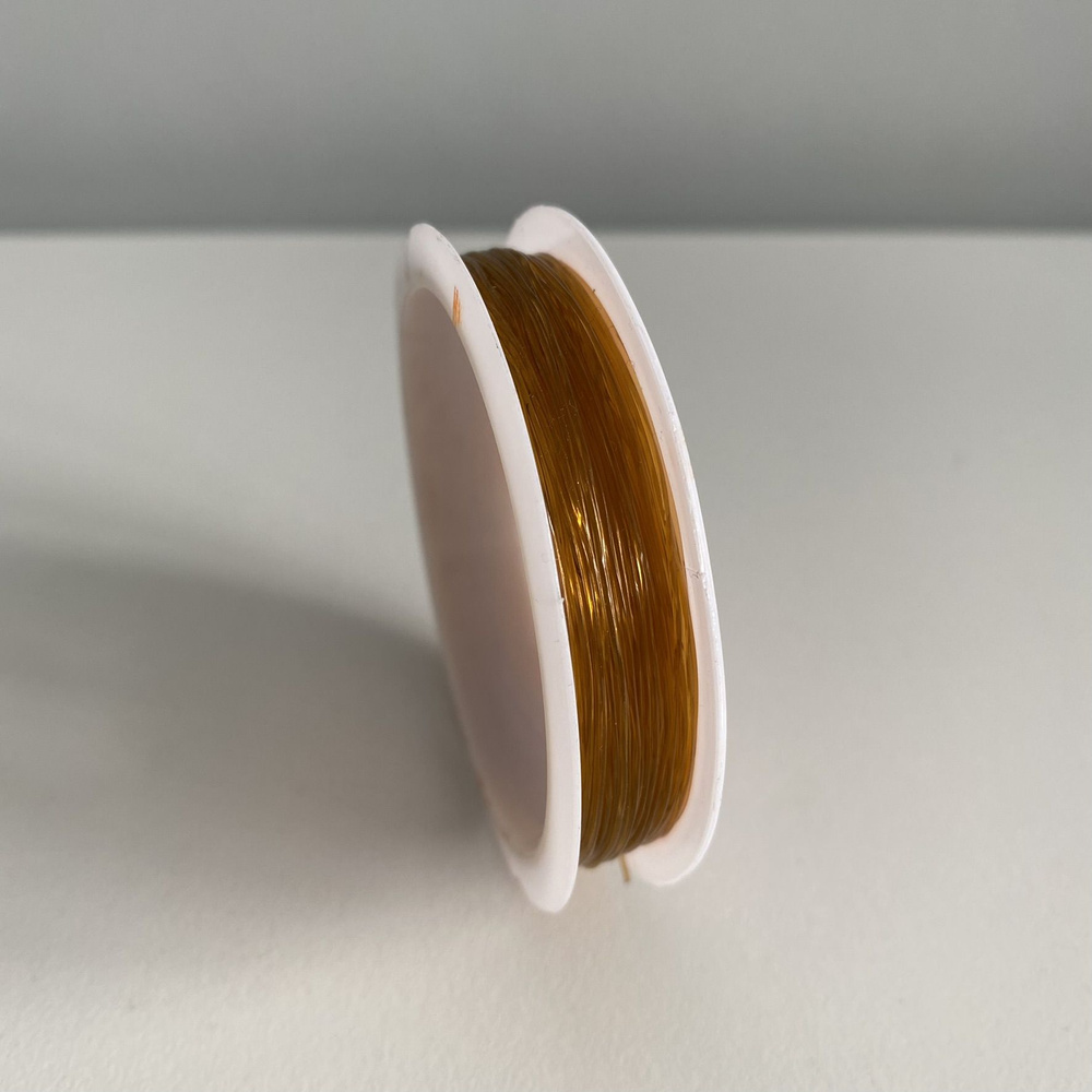 Нитка-резинка эластичная, силиконовая для бус/бисера/браслета 0,6 мм, длина 12 м цвет темно-бежевый  #1