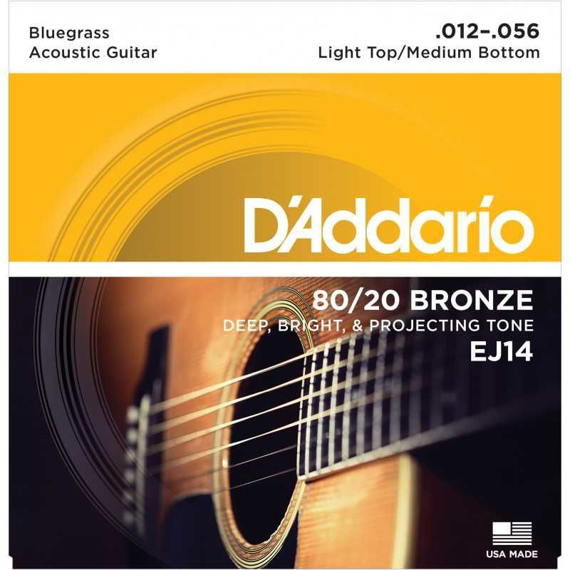 D'ADDARIO EJ14 80/20 BRONZE ACOUSTIC GUITAR STRINGS, LIGHT TOP/MEDIUM BOTTOM/BLUEGRASS, 12-56 струны #1