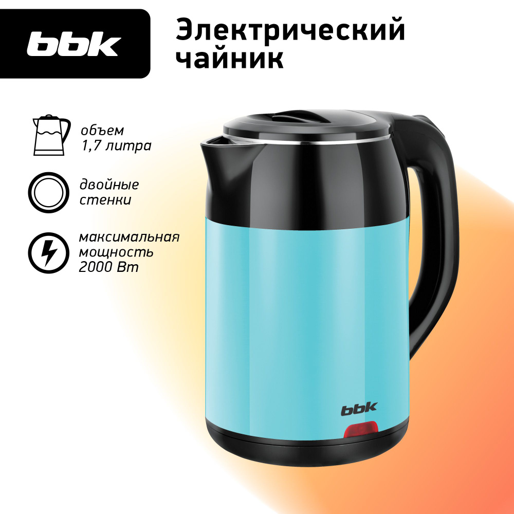 Чайник электрический BBK EK1709P черный/бирюзовый, объем 1.7 л, мощность 1800-2000 Вт  #1