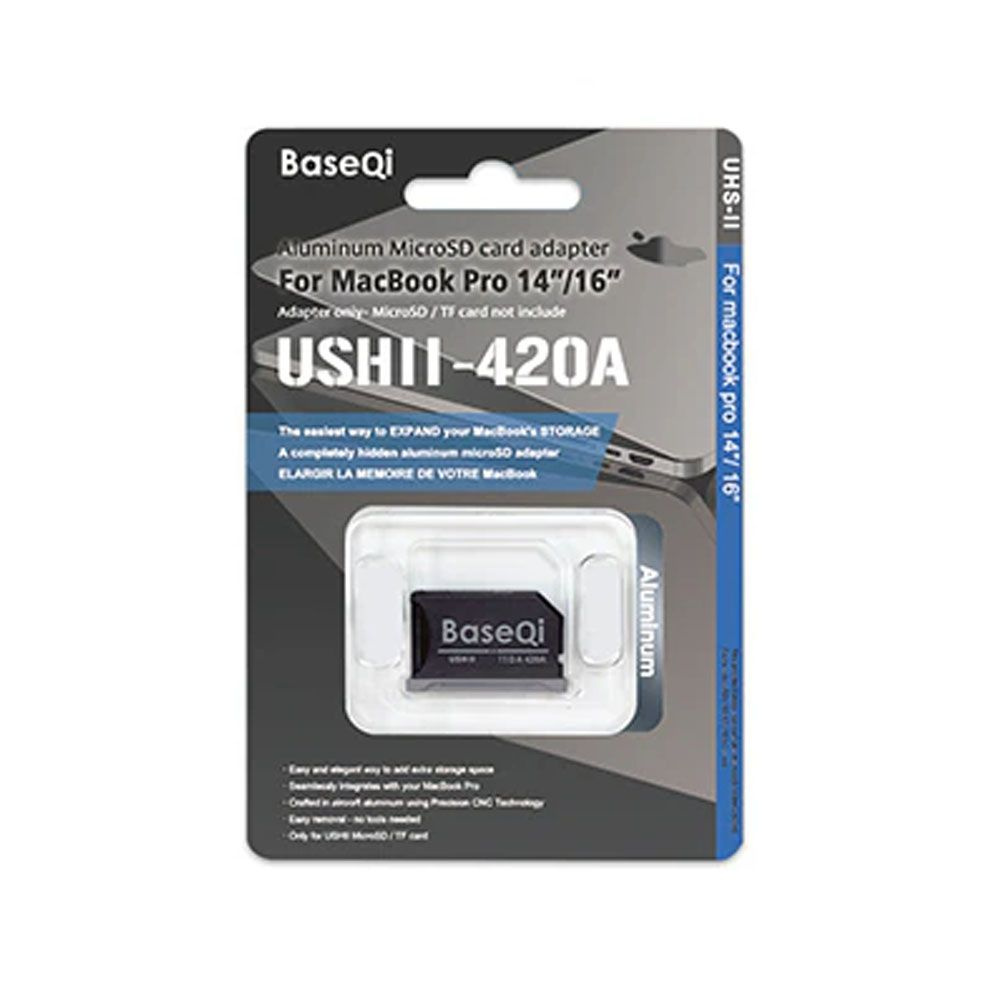 Адаптер карты памяти для Macbook M1 Pro 14"/16.2" UHS-lI под microSD Baseqi (до 2Tb) (Металл) Space Gray #1