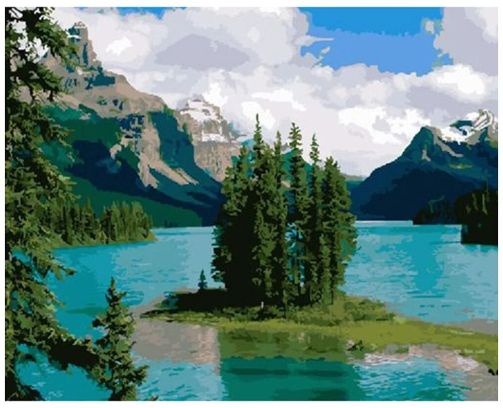 Картина по номерам на холсте Paintboy "Горное озеро" 40x50 см, подарки на 8 марта женщине  #1