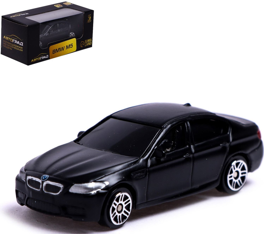 Машина BMW M5, металлическая коллекционная модель, игрушечный транспорт, цвет черный матовый  #1