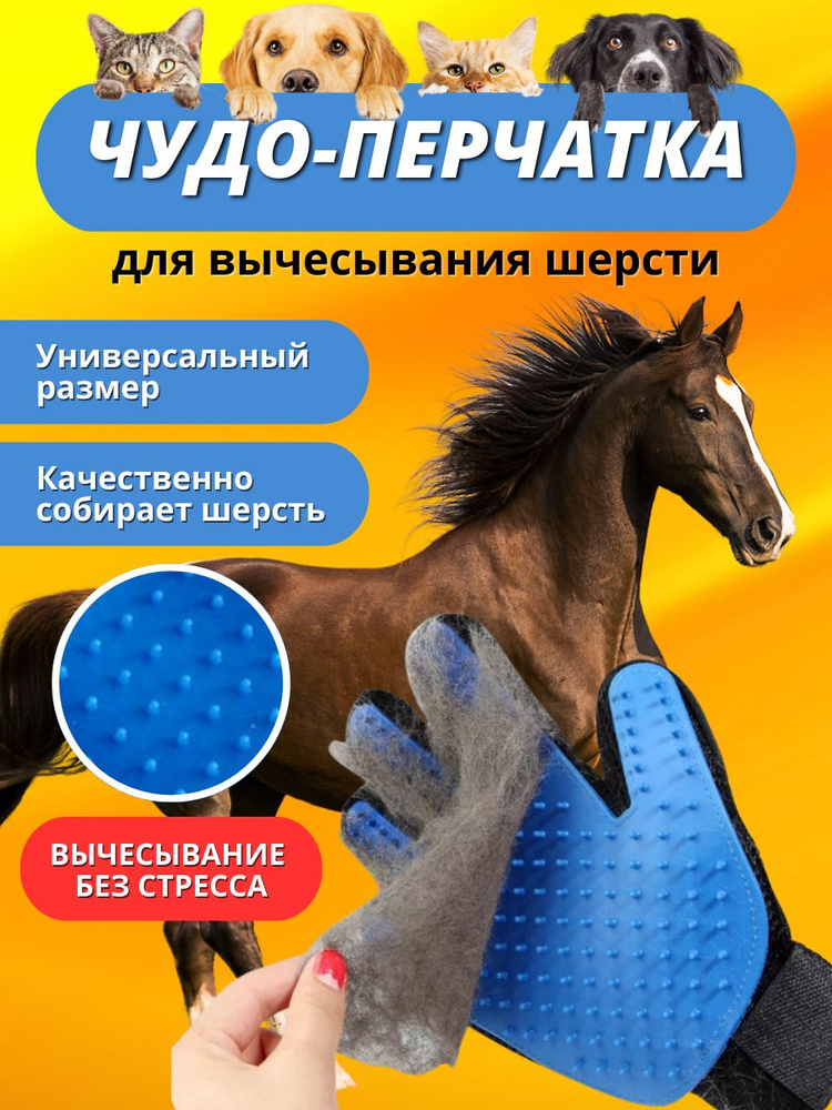 Sweethorse / Перчатка для вычесывания шерсти животных #1