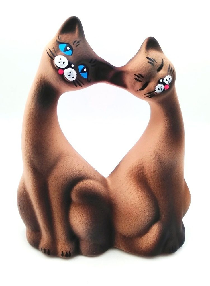 Статуэтка Коты Парочка шоколадные 22x9x17см из керамики для интерьера. Сувенир-подарок на день рождения, #1