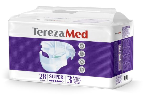 Подгузники для взрослых TerezaMed Super Large (№3), объем талии 100-150 см, 28 шт.  #1