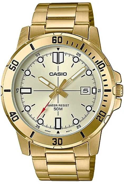 Кварцевые мужские наручные часы Casio Collection MTP-VD01G-9E с индикацией текущей даты  #1