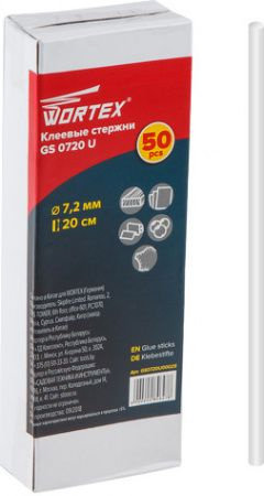 Стержень клеевой 7,2х200 мм прозрачный WORTEX GS 0720 U 50 штук (GS0720U00025)  #1